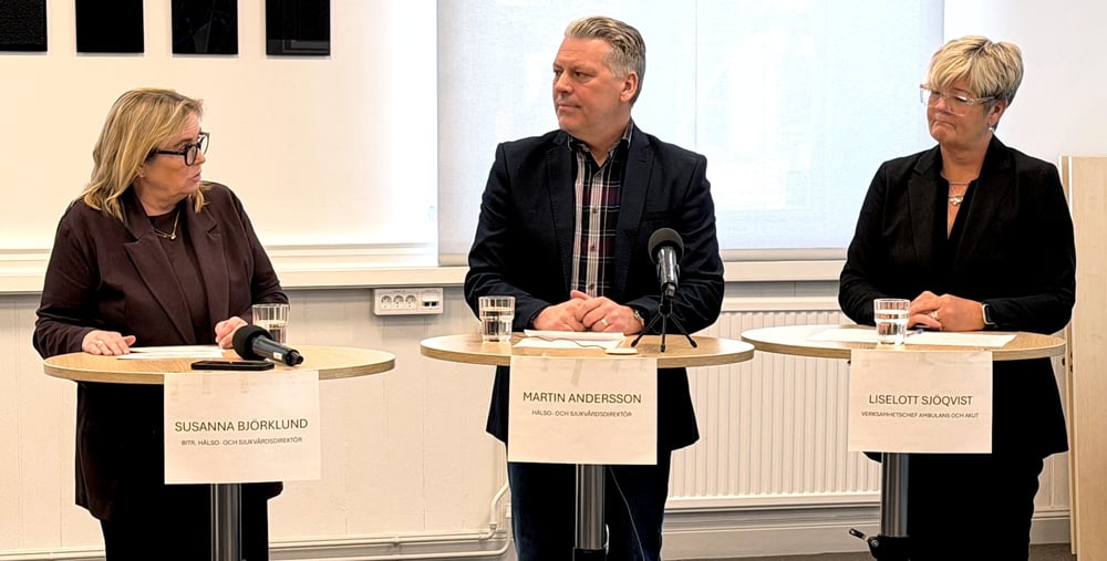 Susanna Björklund, Martin Andersson, Liselott Sjöqvist på Presskonferens 18 februari 2026